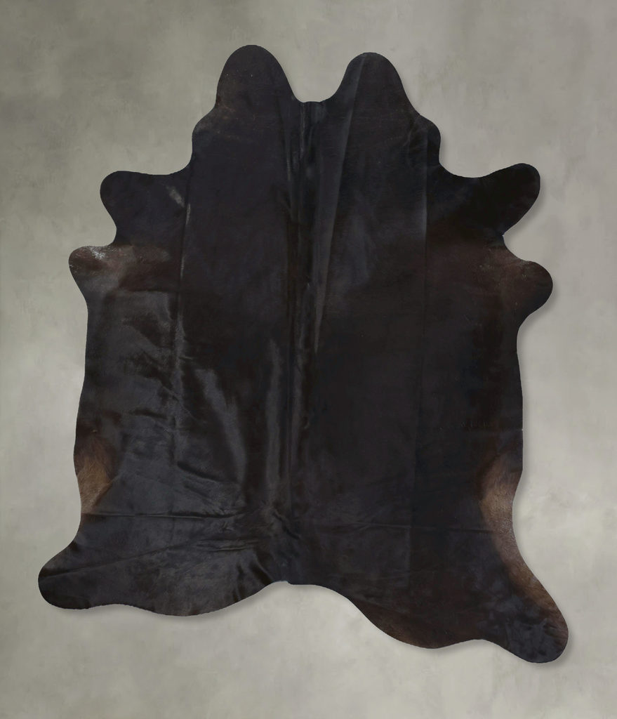 Solid Black X-Large Brazilian Cowhide Rug 7'5"H x 6'4"W #B20492 by Hudson Hides