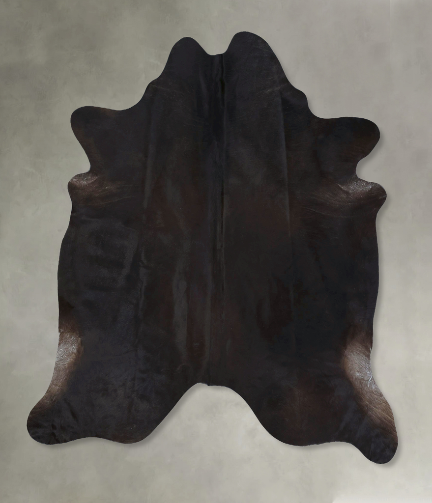 Solid Black X-Large Brazilian Cowhide Rug 7'2"H x 6'6"W #B20514 by Hudson Hides