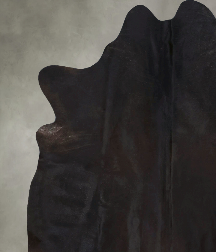 Solid Black X-Large Brazilian Cowhide Rug 7'2"H x 6'6"W #B20514 by Hudson Hides