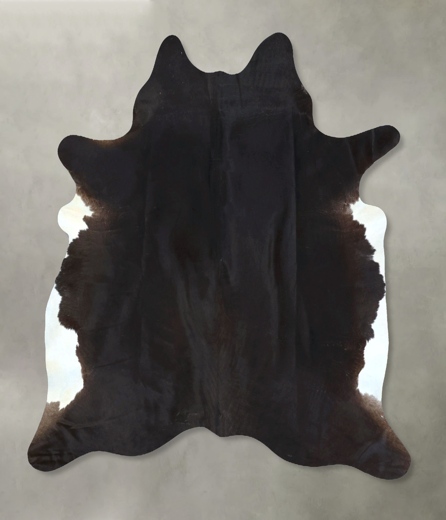 Solid Black X-Large Brazilian Cowhide Rug 7'1"H x 6'5"W #B20521 by Hudson Hides