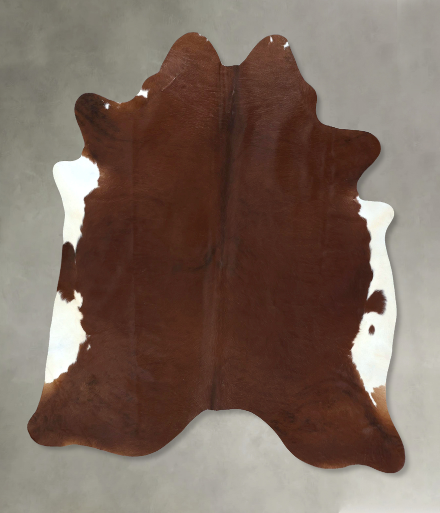 Brown and White Regular X-Large Brazilian Cowhide Rug 7'2"H x 6'1"W #B20528 by Hudson Hides