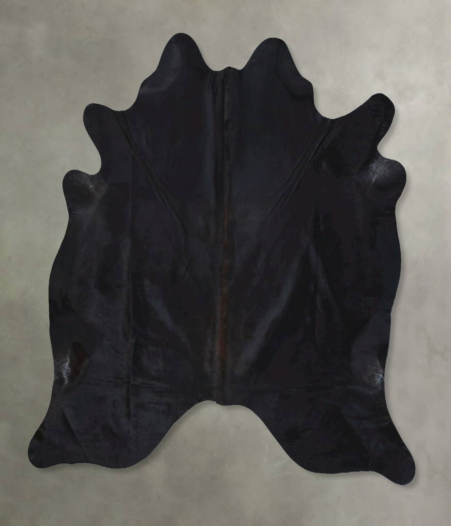 Solid Black XX-Large Brazilian Cowhide Rug 7'5"H x 7'2"W #B20529 by Hudson Hides
