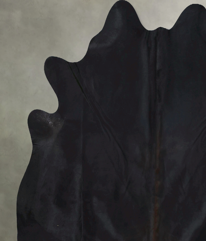 Solid Black XX-Large Brazilian Cowhide Rug 7'5"H x 7'2"W #B20529 by Hudson Hides