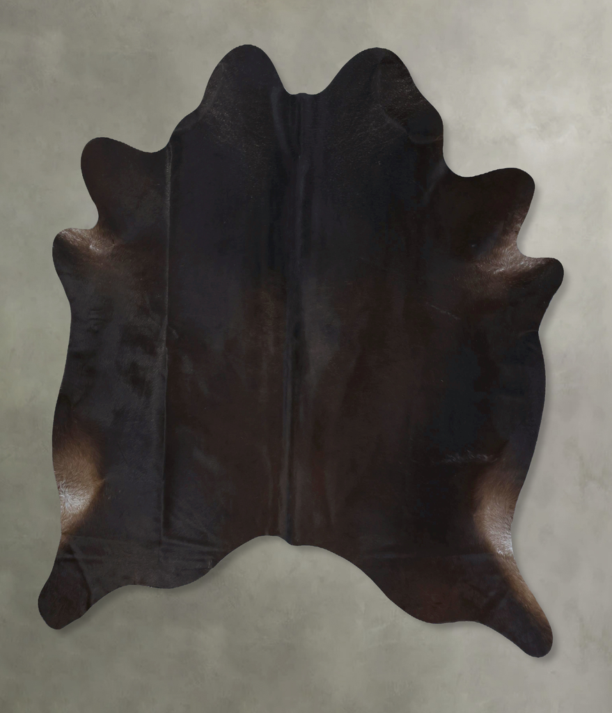 Solid Black XX-Large Brazilian Cowhide Rug 7'3"H x 6'11"W #B20530 by Hudson Hides