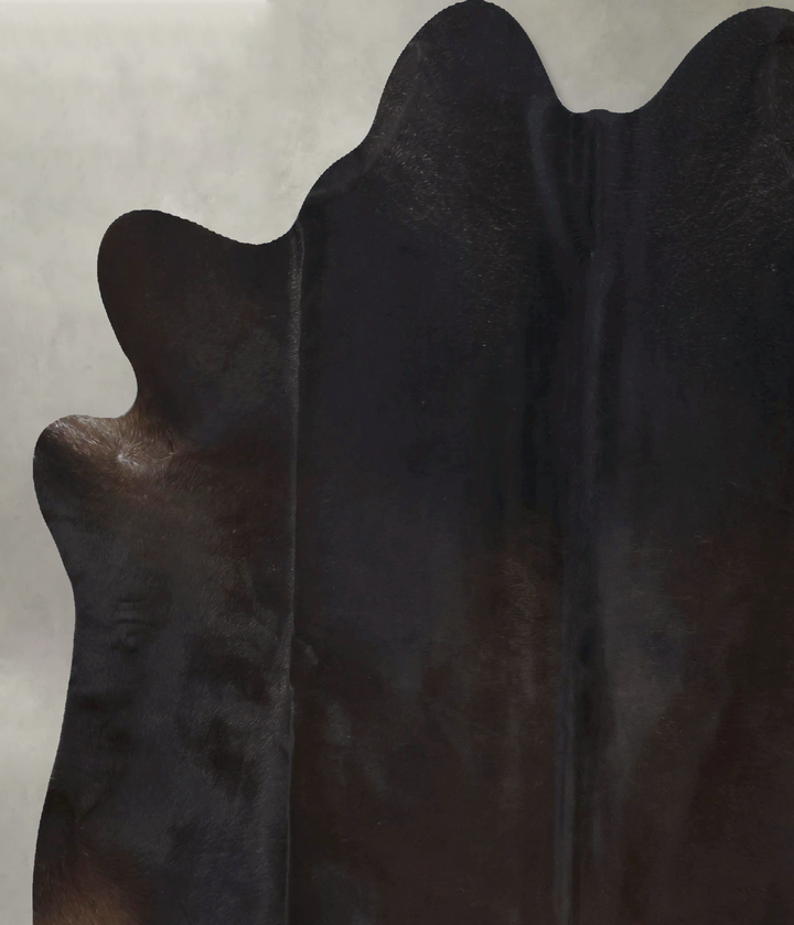 Solid Black XX-Large Brazilian Cowhide Rug 7'3"H x 6'11"W #B20530 by Hudson Hides