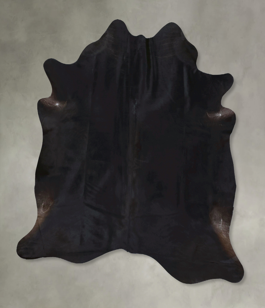 Solid Black X-Large Brazilian Cowhide Rug 7'4"H x 6'8"W #B20561 by Hudson Hides
