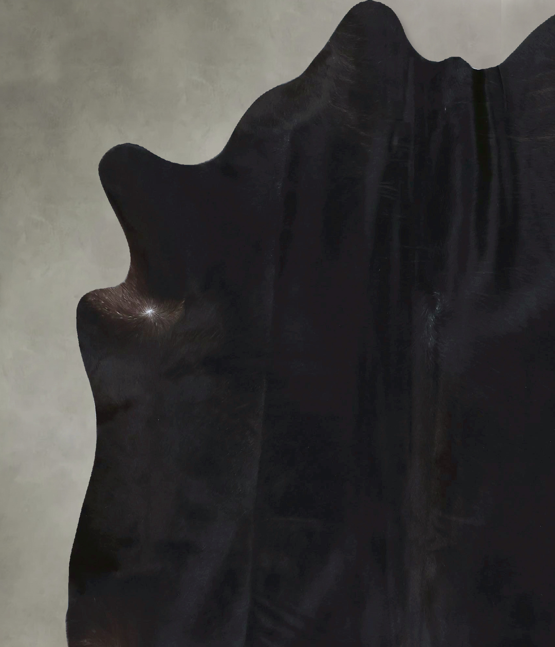 Solid Black X-Large Brazilian Cowhide Rug 7'4"H x 6'8"W #B20561 by Hud