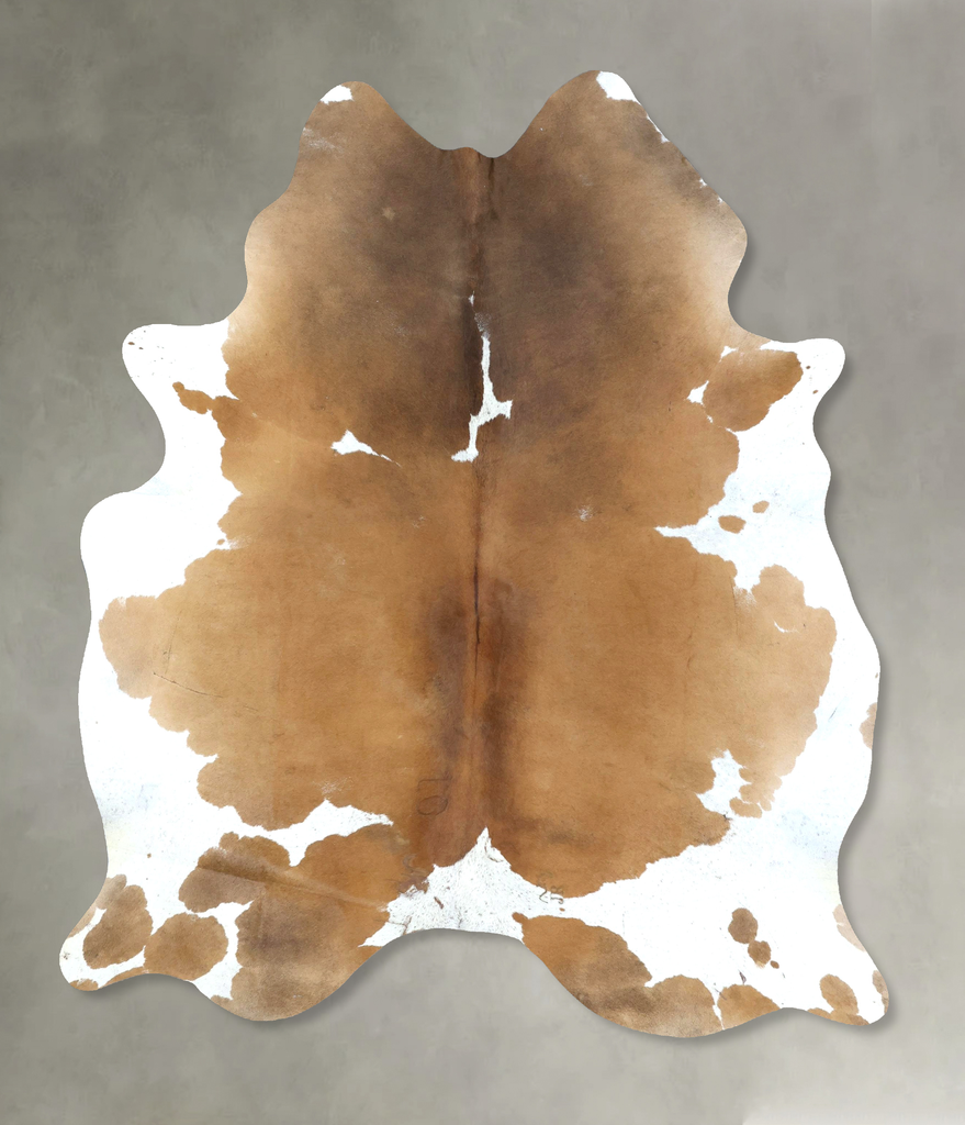 Beige and White X-Large Brazilian Cowhide Rug 7'11"H x 6'0"W #B20562 by Hudson Hides