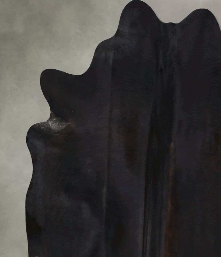 Solid Black X-Large Brazilian Cowhide Rug 7'3"H x 6'8"W #B20564 by Hudson Hides