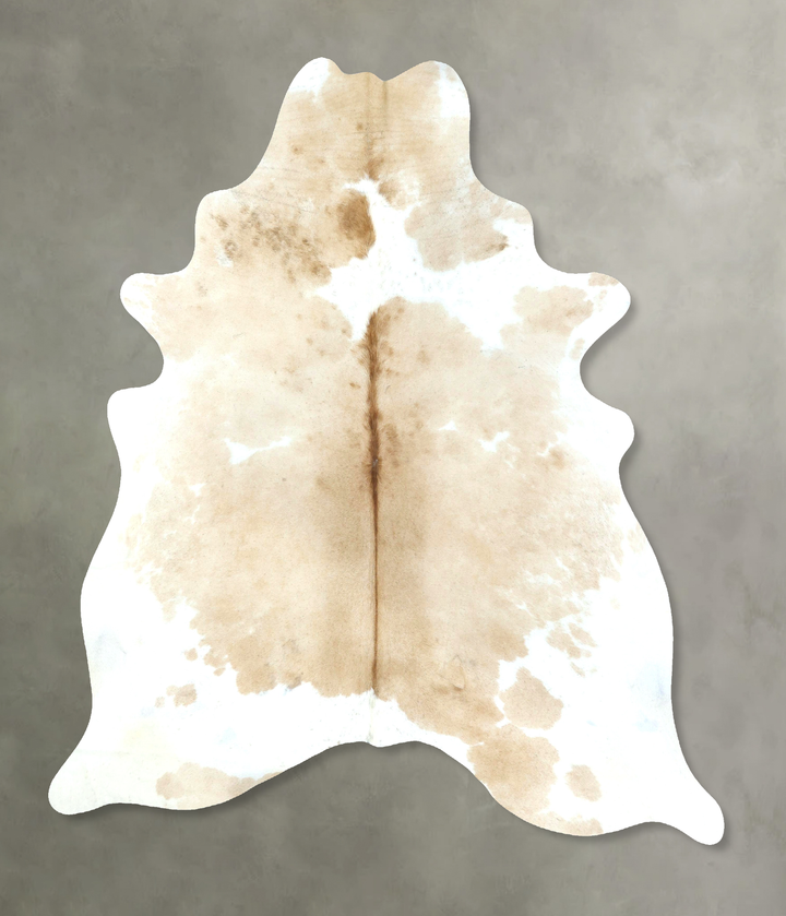 Beige and White XX-Large Brazilian Cowhide Rug 8'0"H x 6'9"W #B20571 by Hudson Hides