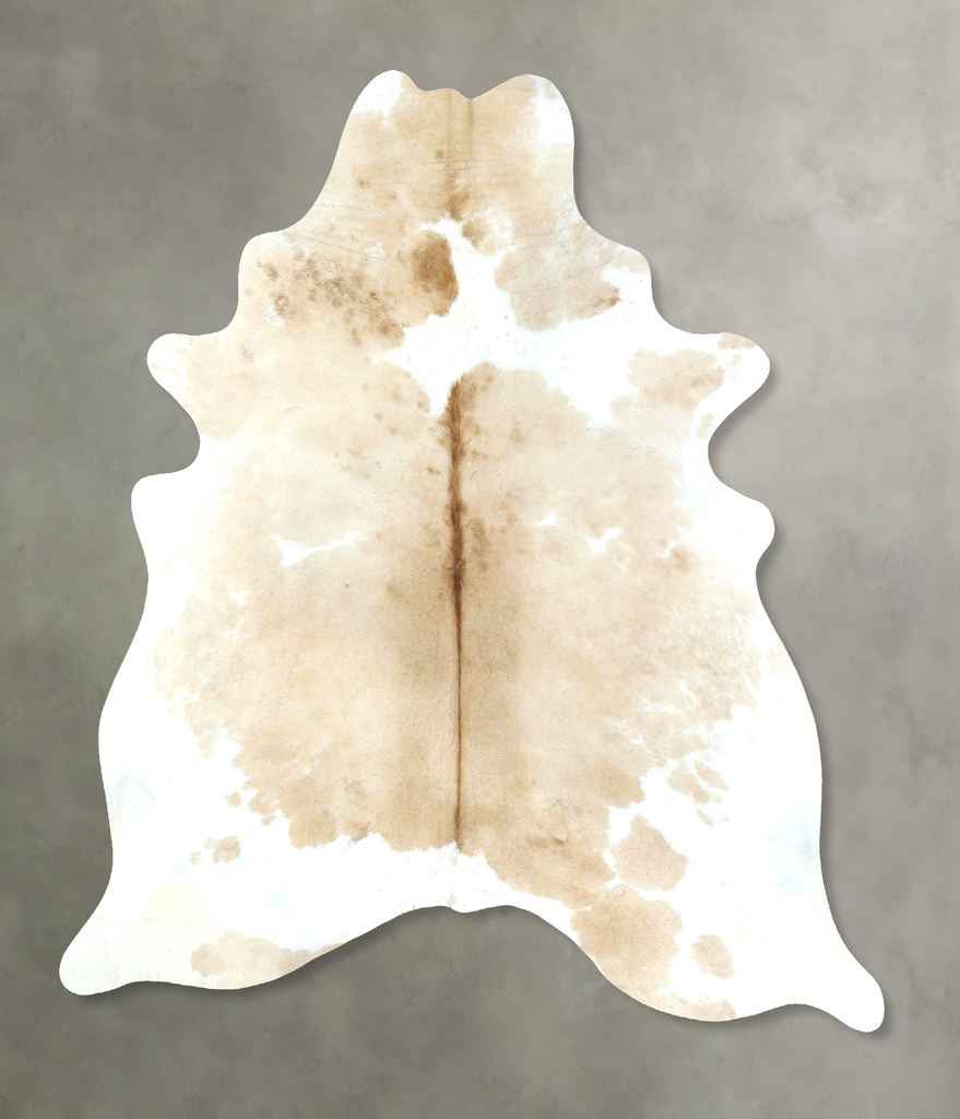 Beige and White XX-Large Brazilian Cowhide Rug 8'0"H x 6'9"W #B20571 by Hudson Hides