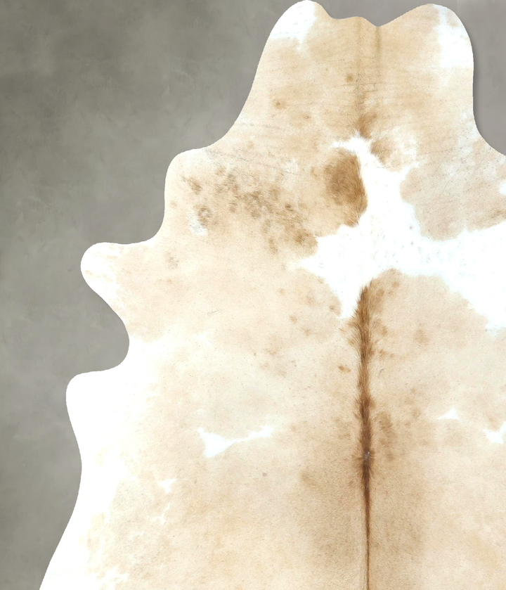 Beige and White XX-Large Brazilian Cowhide Rug 8'0"H x 6'9"W #B20571 by Hudson Hides