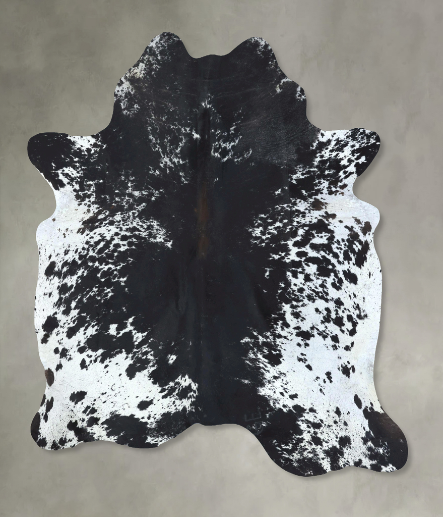 Salt and Pepper Black XX-Large Brazilian Cowhide Rug 7'9"H x 6'7"W #B20582 by Hudson Hides