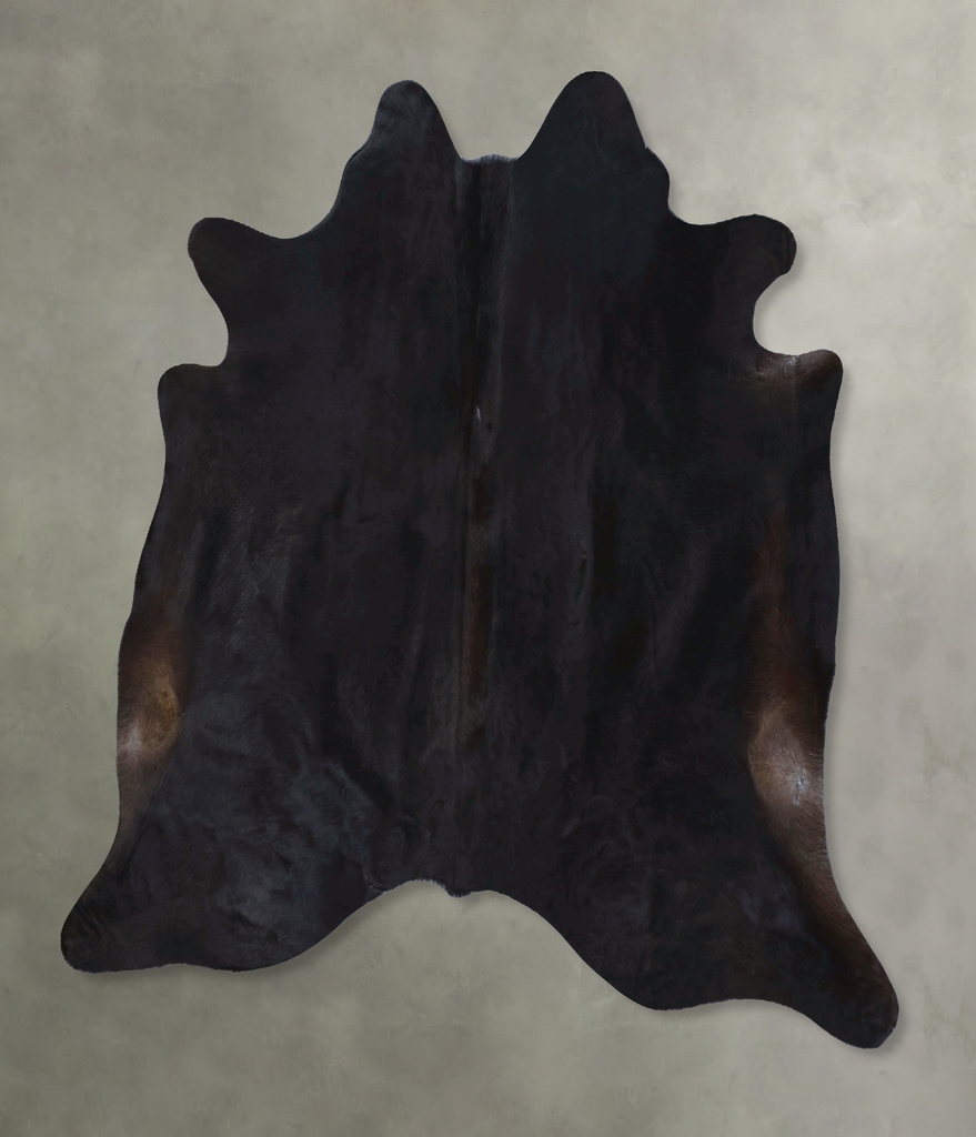 Solid Black XX-Large Brazilian Cowhide Rug 7'2"H x 7'3"W #B20596 by Hudson Hides