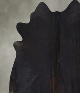 Solid Black X-Large Brazilian Cowhide Rug 7'3"H x 6'6"W #B20598 by Hudson Hides
