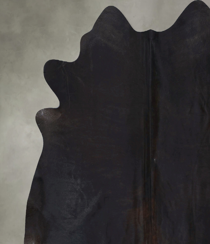 Solid Black X-Large Brazilian Cowhide Rug 7'3"H x 6'6"W #B20598 by Hudson Hides