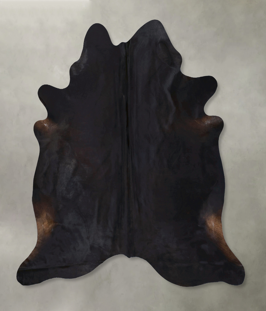 Solid Black XX-Large Brazilian Cowhide Rug 7'5"H x 7'1"W #B20606 by Hudson Hides