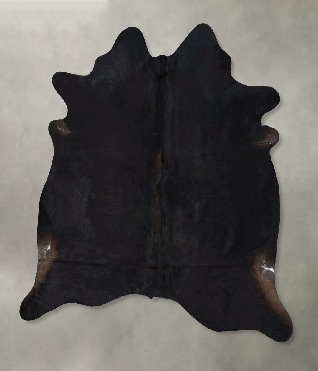 Solid Black X-Large Brazilian Cowhide Rug 7'8"H x 6'6"W #B20608 by Hud