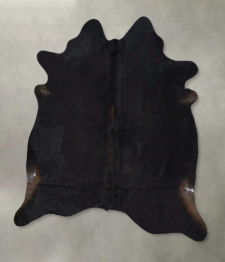 Solid Black X-Large Brazilian Cowhide Rug 7'8"H x 6'6"W #B20608 by Hudson Hides