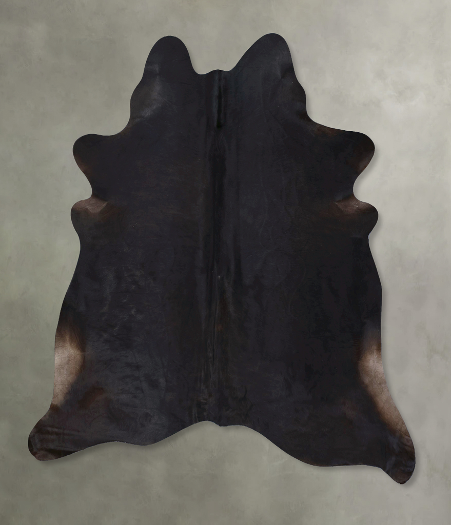 Solid Black X-Large Brazilian Cowhide Rug 7'3"H x 6'7"W #B20618 by Hudson Hides