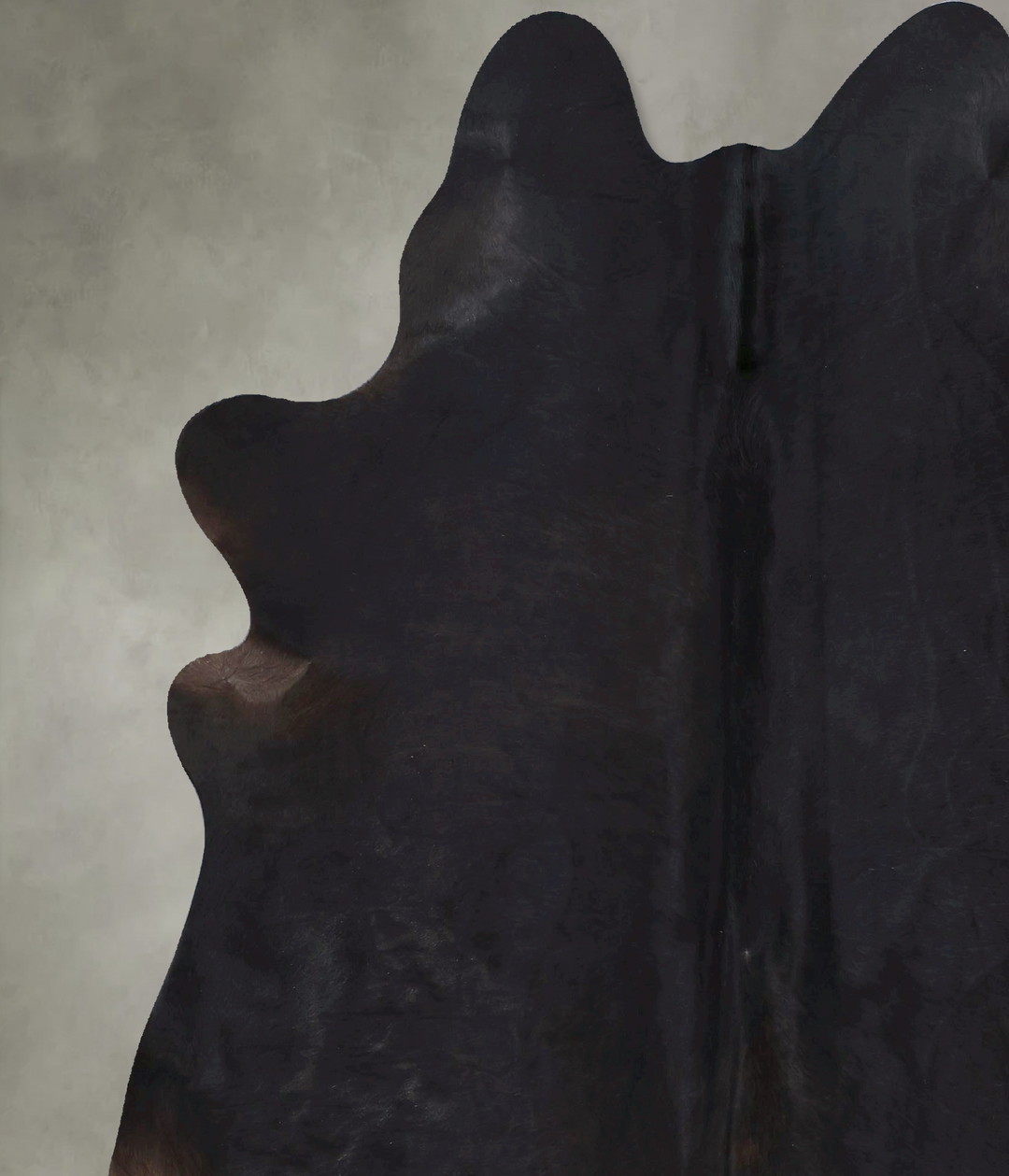 Solid Black X-Large Brazilian Cowhide Rug 7'3"H x 6'7"W #B20618 by Hud