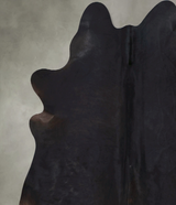 Solid Black X-Large Brazilian Cowhide Rug 7'3"H x 6'7"W #B20618 by Hudson Hides