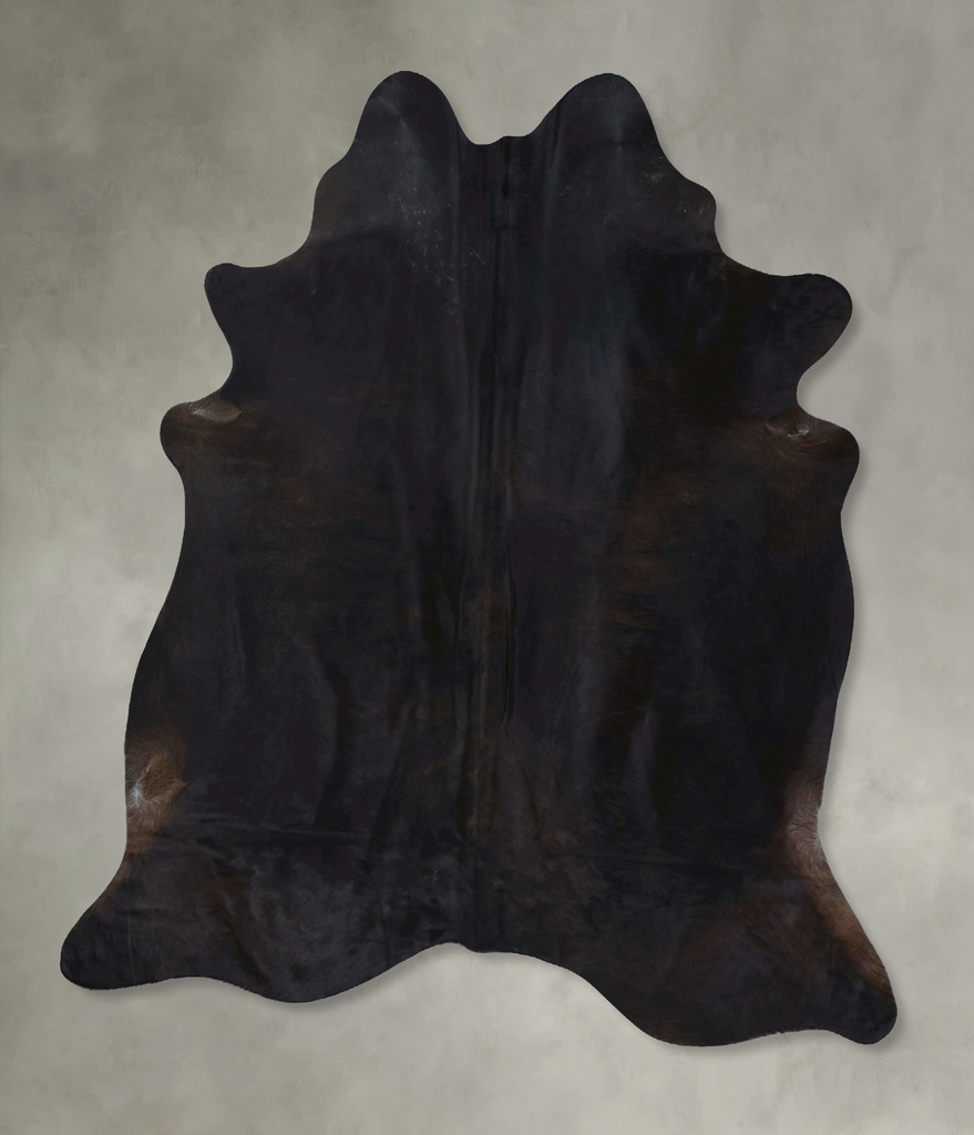 Solid Black XX-Large Brazilian Cowhide Rug 7'7"H x 6'9"W #B20619 by Hudson Hides