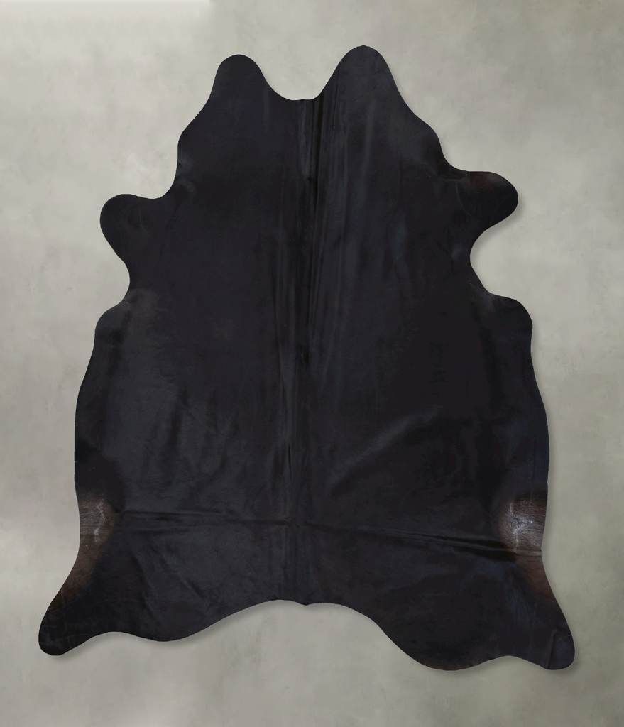 Solid Black XX-Large Brazilian Cowhide Rug 7'9"H x 6'6"W #B20628 by Hudson Hides
