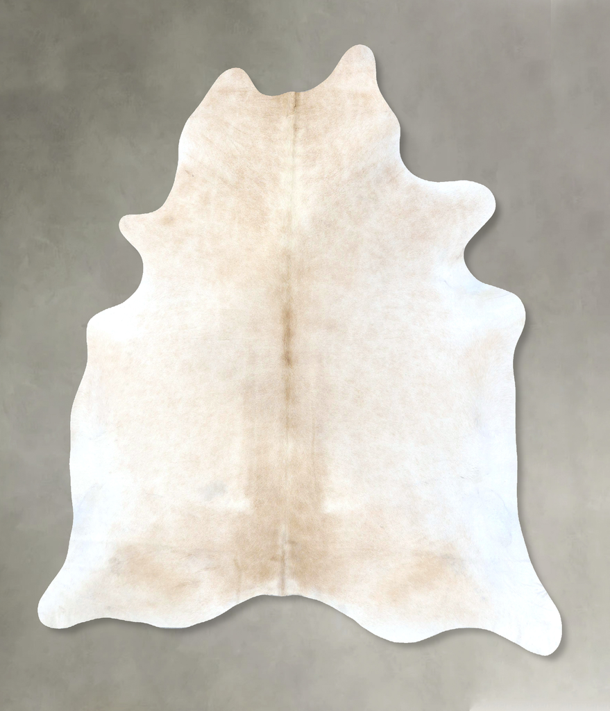 Ivory with Beige XX-Large Brazilian Cowhide Rug 7'11"H x 6'10"W #B20630 by Hudson Hides