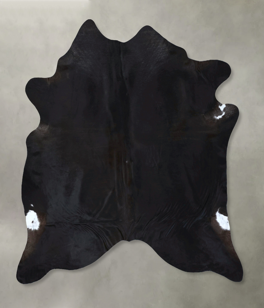 Solid Black XX-Large Brazilian Cowhide Rug 8'0"H x 6'9"W #B20634 by Hudson Hides
