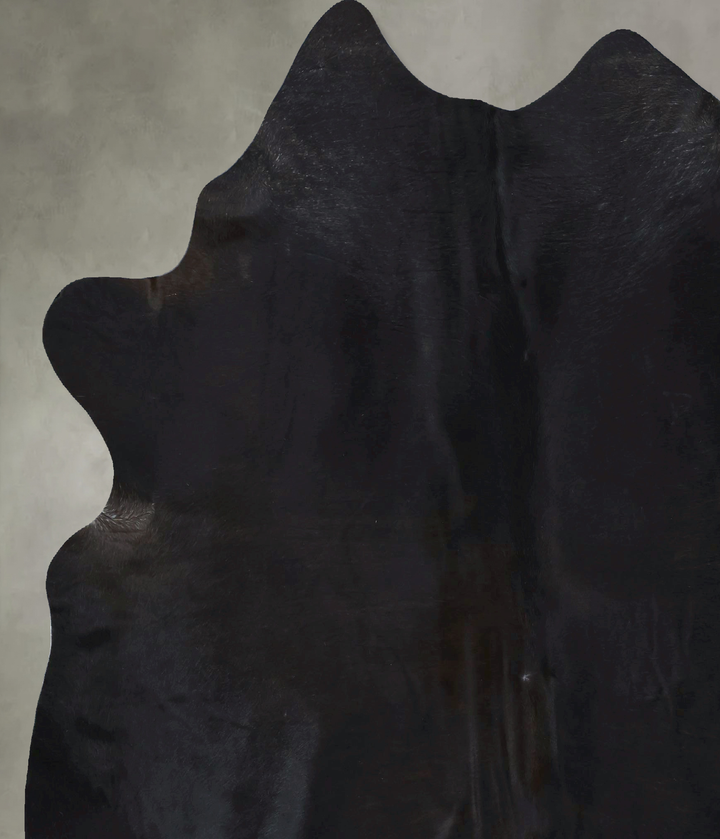 Solid Black XX-Large Brazilian Cowhide Rug 8'0"H x 6'9"W #B20634 by Hudson Hides