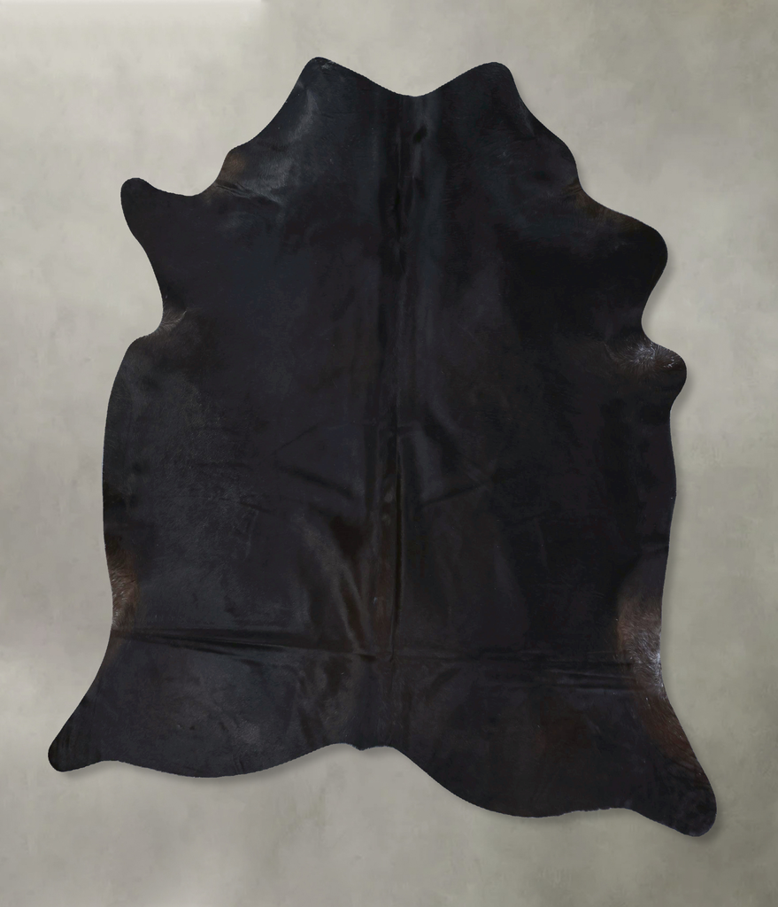 Solid Black X-Large Brazilian Cowhide Rug 7'2"H x 6'7"W #B20635 by Hudson Hides