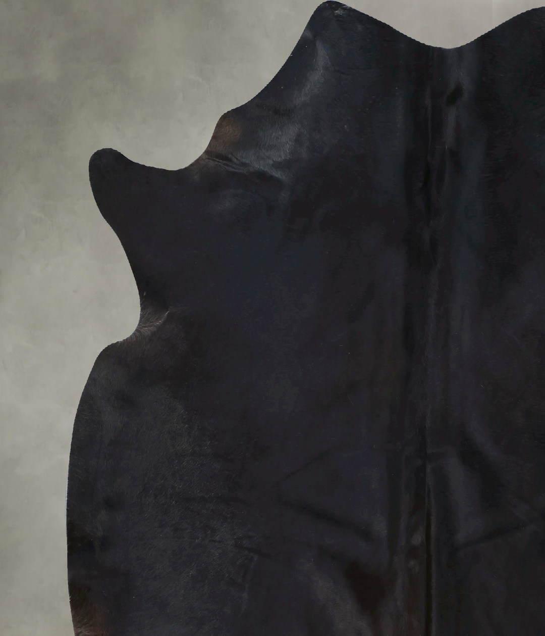 Solid Black X-Large Brazilian Cowhide Rug 7'2"H x 6'7"W #B20635 by Hud