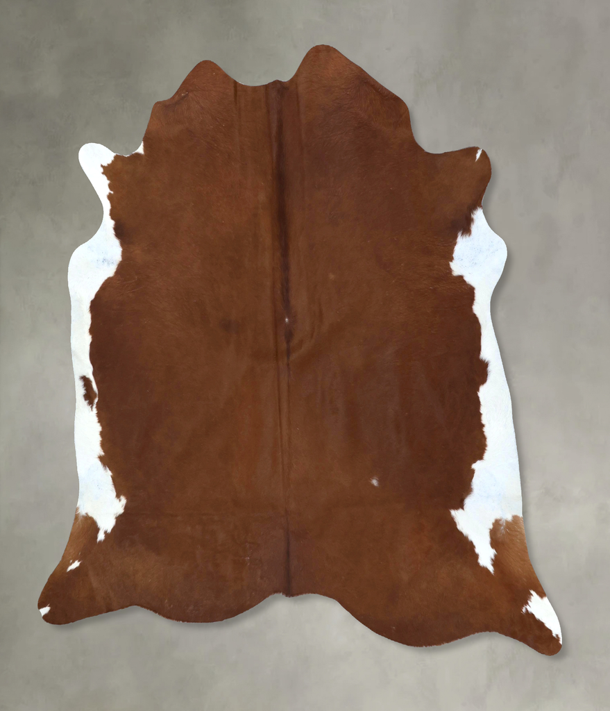 Brown and White Regular X-Large Brazilian Cowhide Rug 6'11"H x 6'10"W #B20637 by Hudson Hides