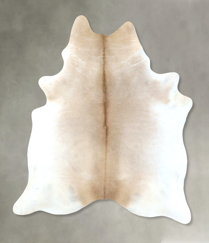 Ivory with Beige XX-Large Brazilian Cowhide Rug 8'8"H x 6'9"W #B20643 by Hudson Hides