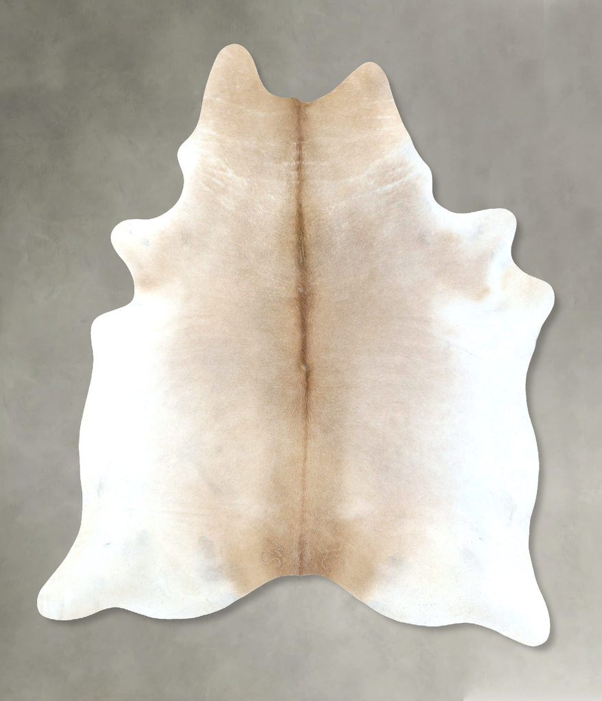 Ivory with Beige XX-Large Brazilian Cowhide Rug 8'8"H x 6'9"W #B20643 by Hudson Hides