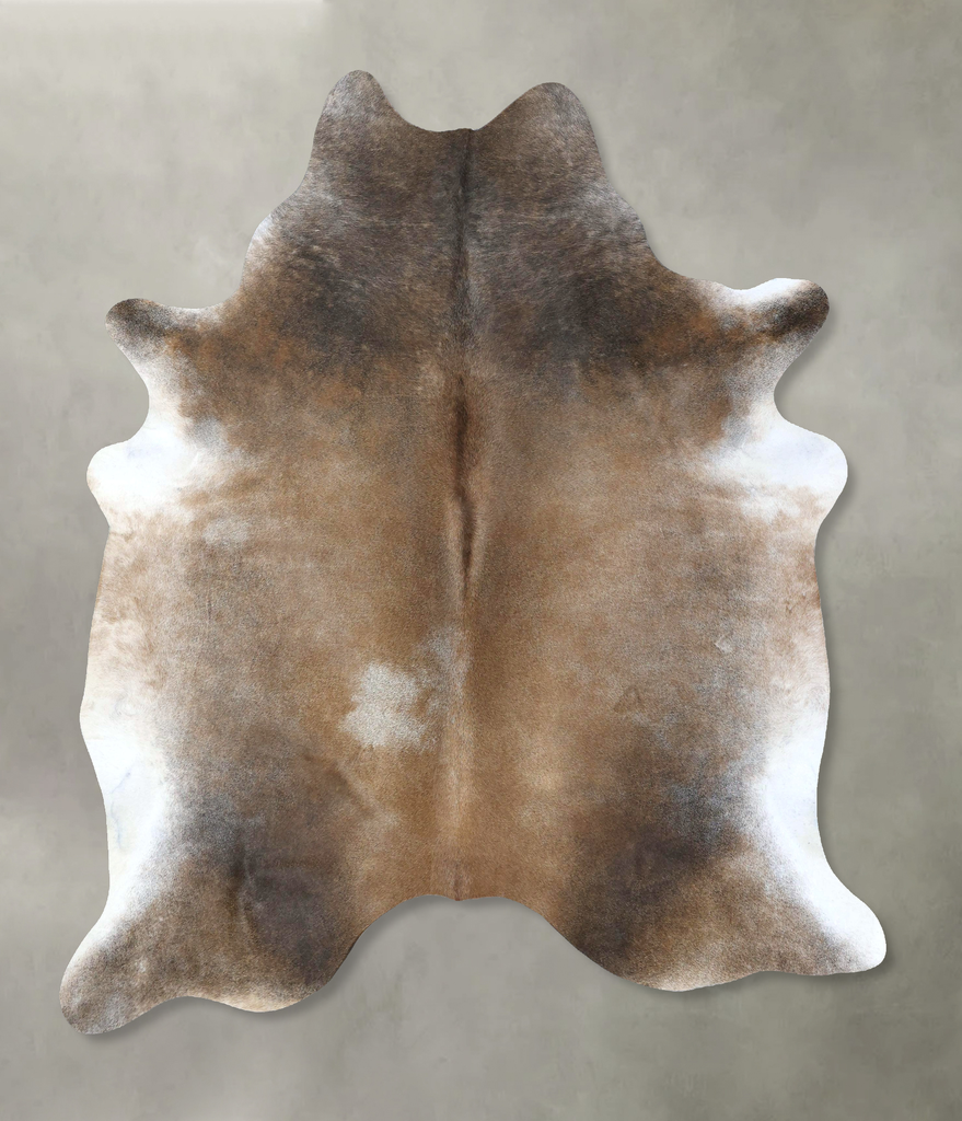 Grey with Beige XX-Large Brazilian Cowhide Rug 7'11"H x 6'7"W #B20659 by Hudson Hides
