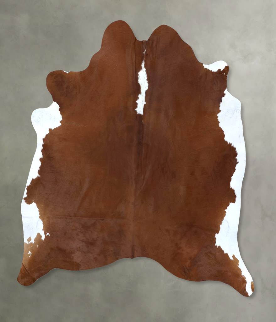 Brown and White Regular XX-Large Brazilian Cowhide Rug 7'9"H x 6'10"W #B20673 by Hudson Hides