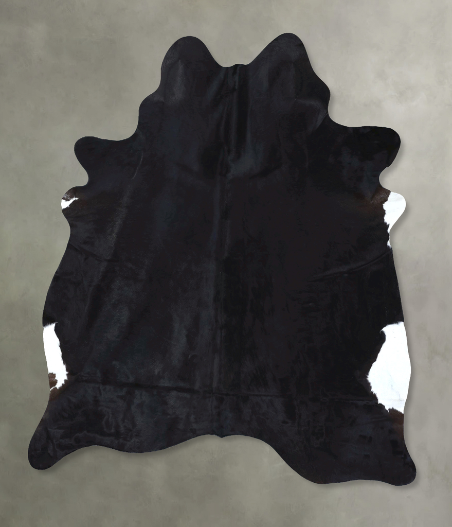 Solid Black X-Large Brazilian Cowhide Rug 7'6"H x 6'0"W #B20704 by Hudson Hides