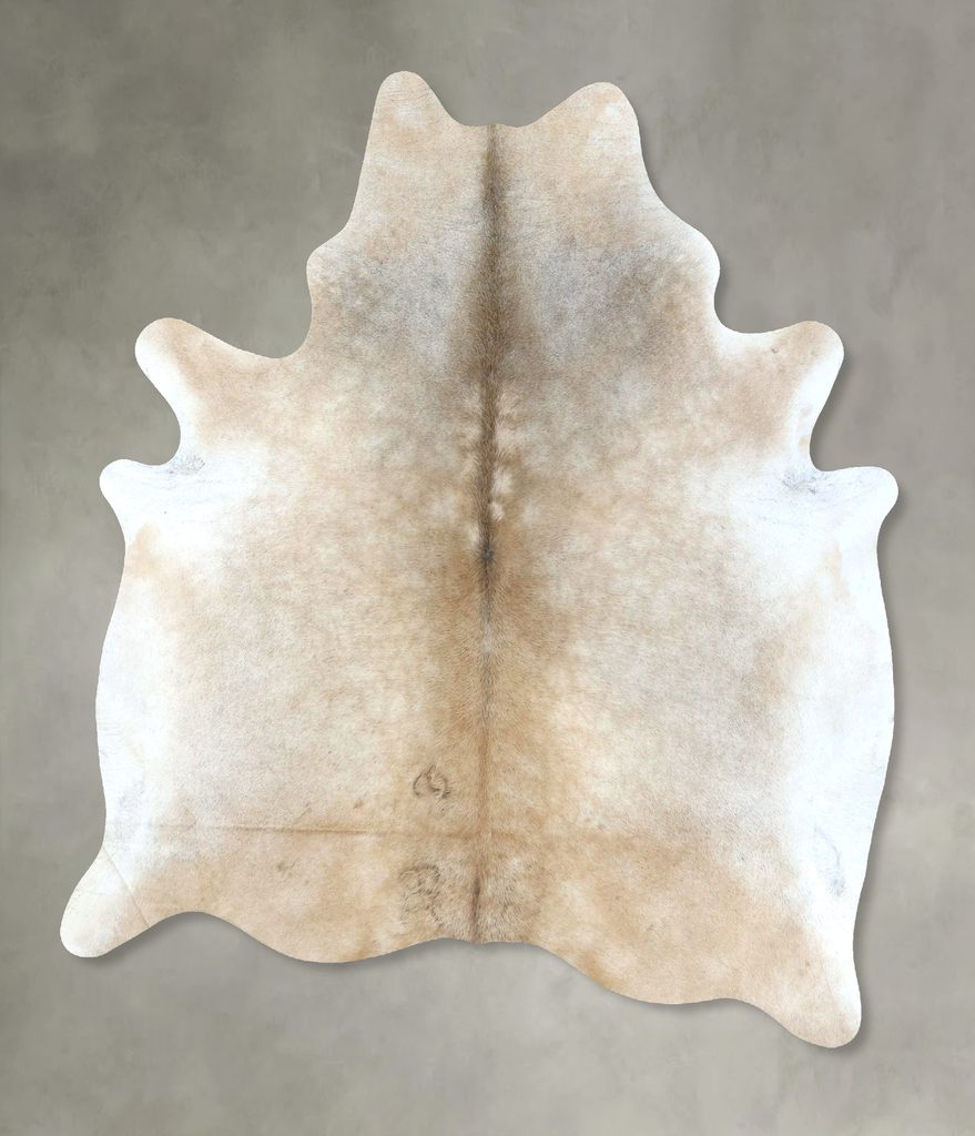 Ivory with Beige X-Large Brazilian Cowhide Rug 7'8"H x 6'1"W #B20712 by Hudson Hides