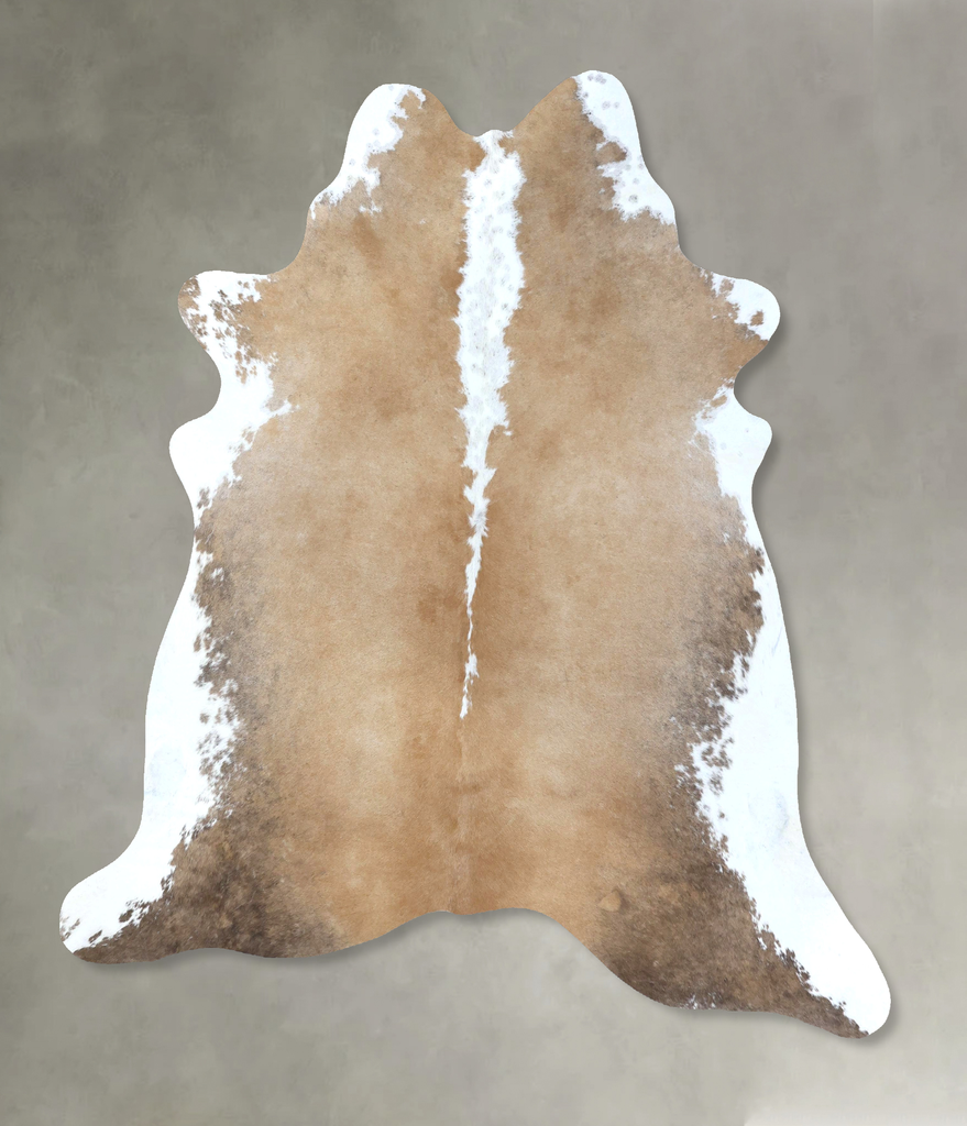 Beige and White XX-Large Brazilian Cowhide Rug 7'7"H x 6'10"W #B20723 by Hudson Hides