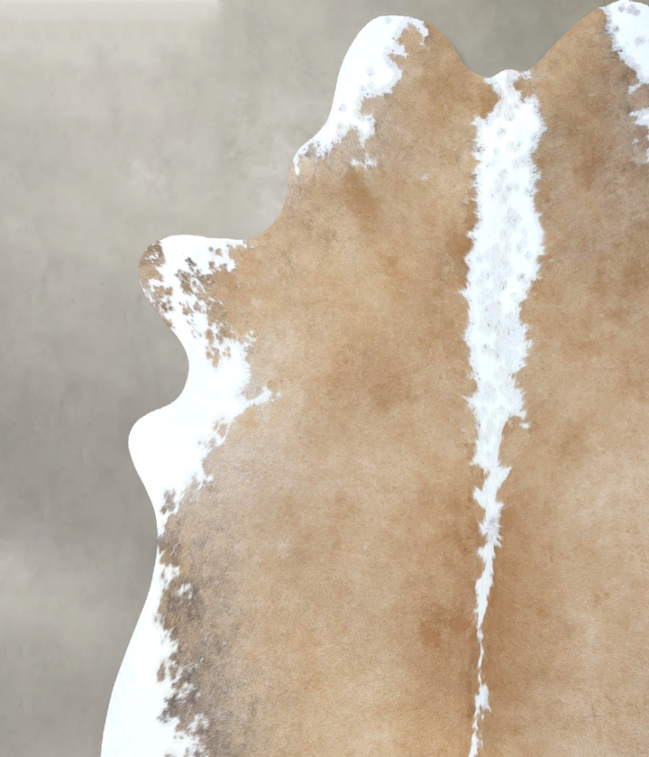 Beige and White XX-Large Brazilian Cowhide Rug 7'7"H x 6'10"W #B20723 by Hudson Hides