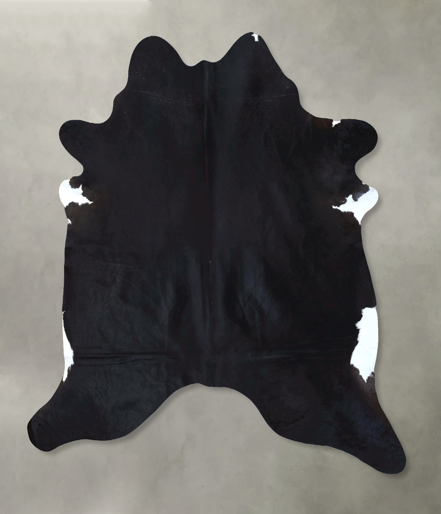 Solid Black X-Large Brazilian Cowhide Rug 7'4"H x 6'6"W #B20725 by Hudson Hides
