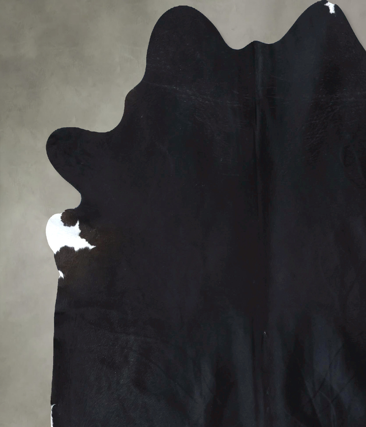 Solid Black X-Large Brazilian Cowhide Rug 7'4"H x 6'6"W #B20725 by Hudson Hides