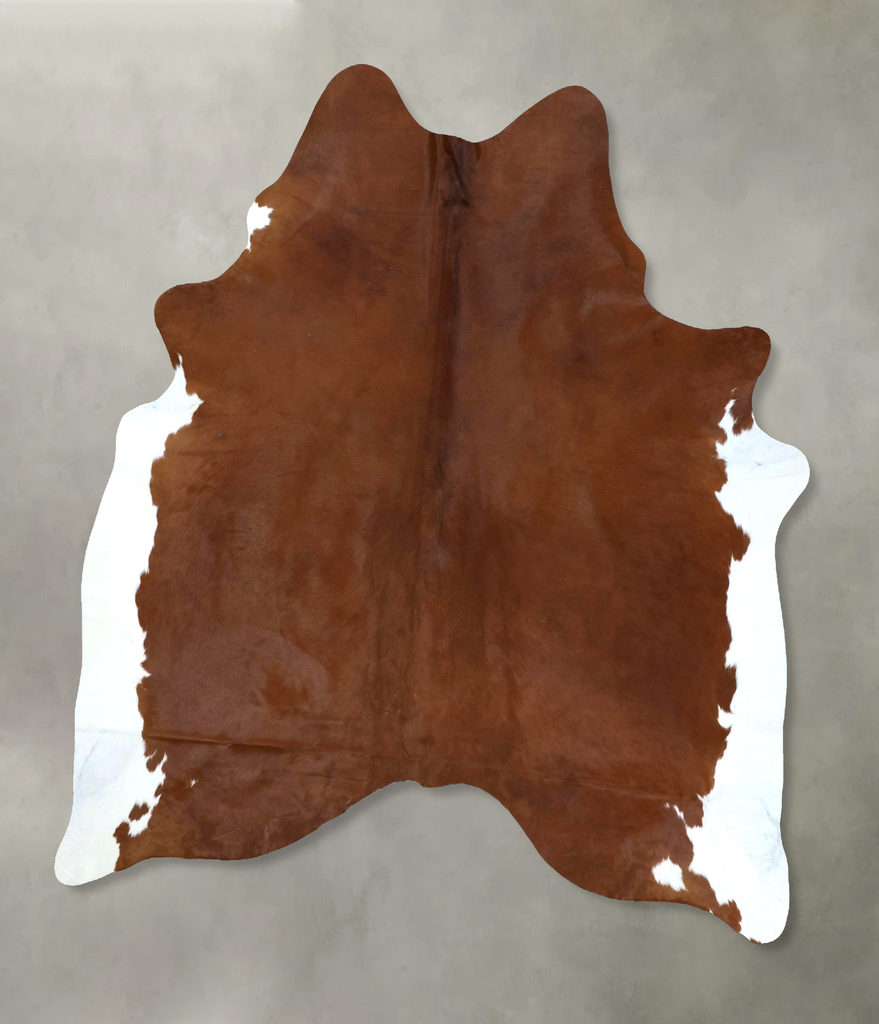 Brown and White Regular X-Large Brazilian Cowhide Rug 7'11"H x 6'2"W #B20766 by Hudson Hides