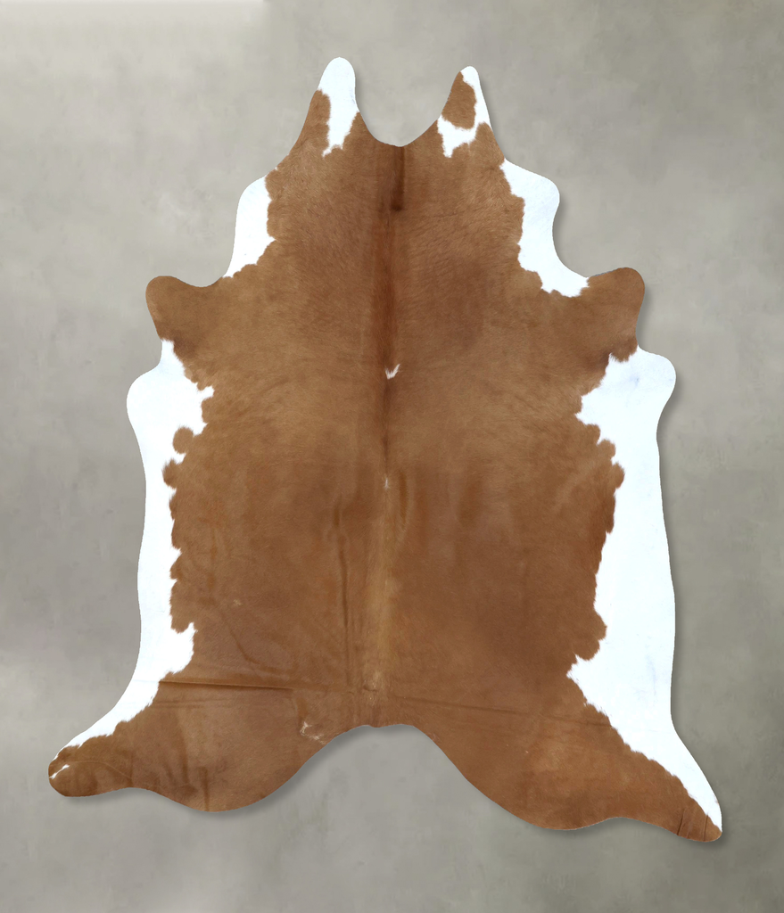 Brown and White Regular XX-Large Brazilian Cowhide Rug 7'8"H x 6'8"W #B20770 by Hudson Hides