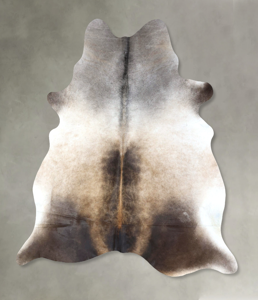 Grey with Beige X-Large Brazilian Cowhide Rug 7'6"H x 6'7"W #B20779 by Hudson Hides