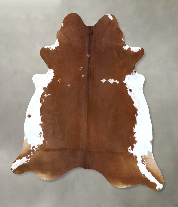 Brown and White Regular X-Large Brazilian Cowhide Rug 7'5"H x 6'7"W #B20794 by Hudson Hides