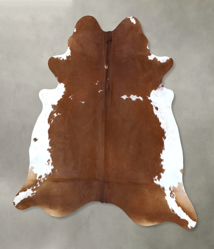 Brown and White Regular X-Large Brazilian Cowhide Rug 7'5"H x 6'7"W #B20794 by Hudson Hides