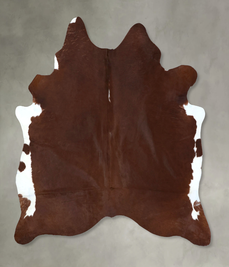 Brown and White Regular XX-Large Brazilian Cowhide Rug 8'0"H x 6'11"W #B20812 by Hudson Hides